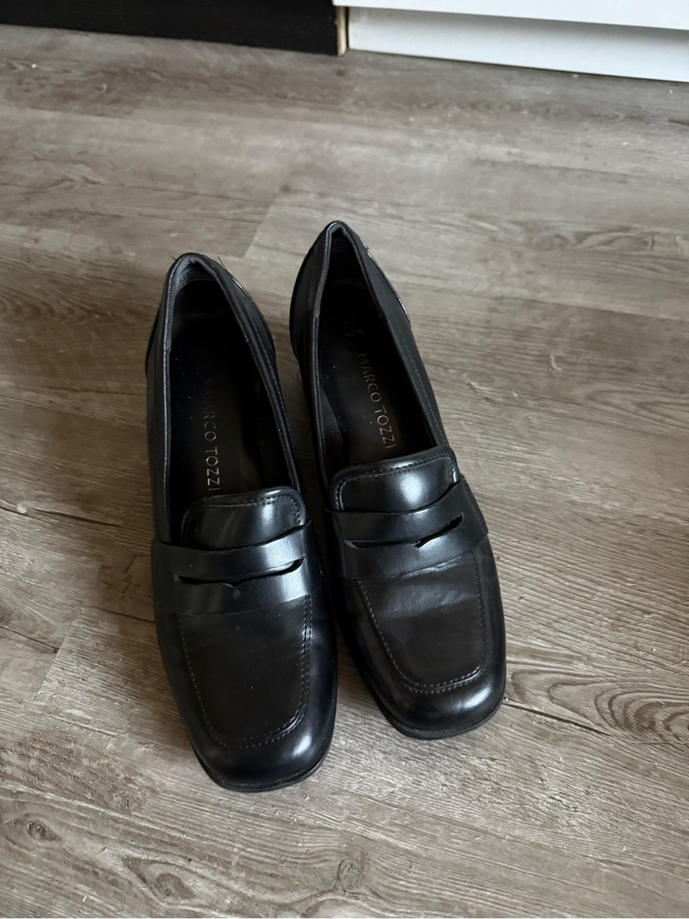 Marco Tozzi Black Leather Loafers